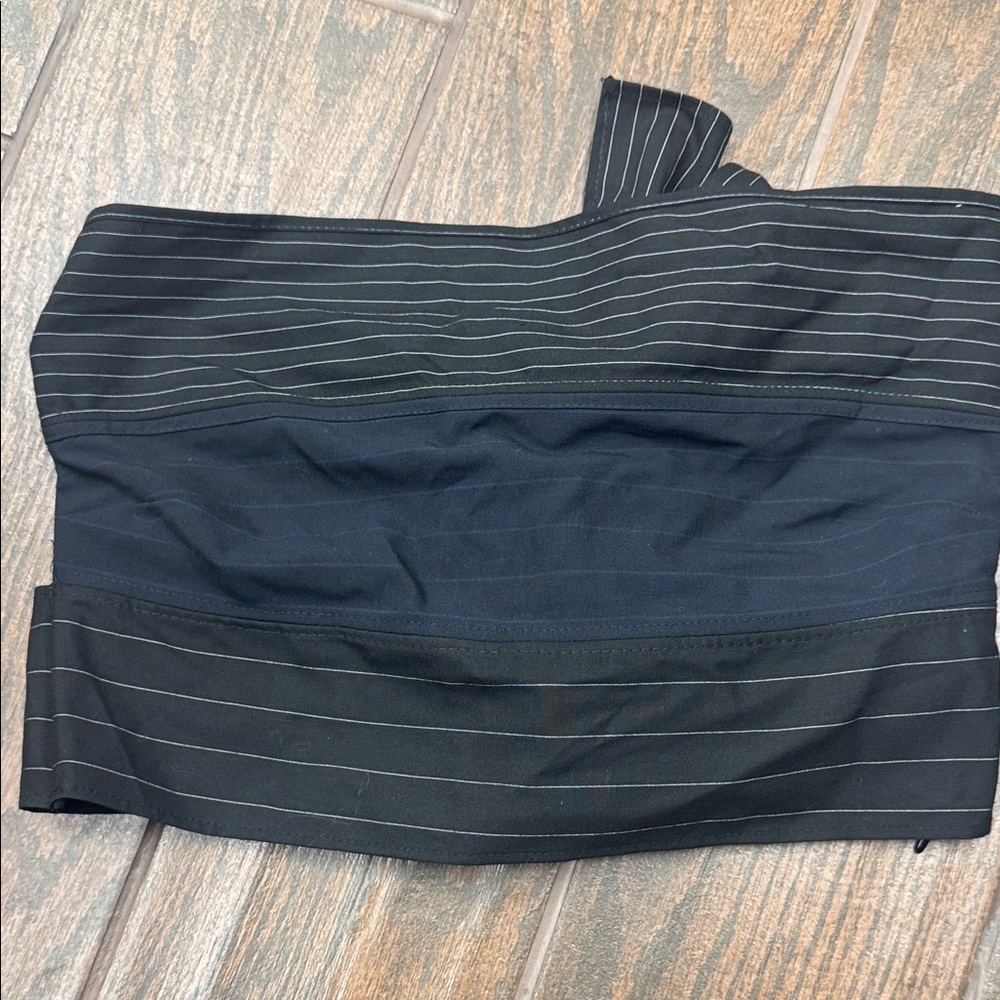 Black and Navy Striped Tube Top